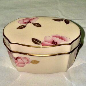 Vintage Lenox - Royal Blossom  Collection - Oblong Box & Lid with Gold Trim